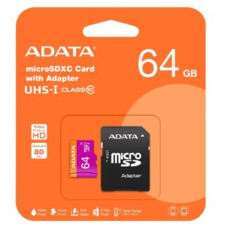 Micro Sd Adata Ausdx64guicl10-ra1 Con Adaptador Sd 64gb