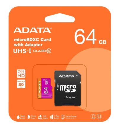 Micro Sd Adata Ausdx64guicl10-ra1 Con Adaptador Sd 64gb